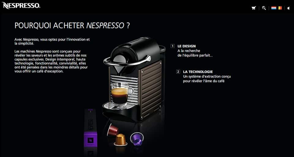 Contenu site web Nespresso